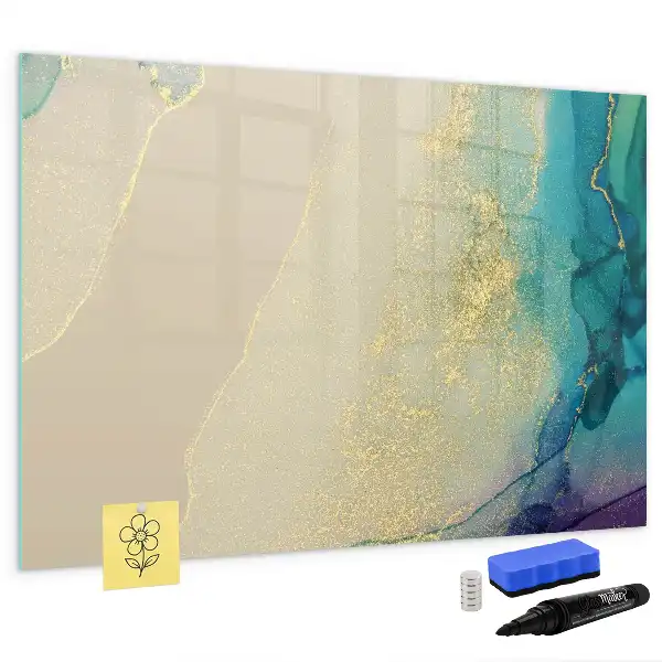 Beschrijfbaar glazen magneetbord met decoratief marmerdesign