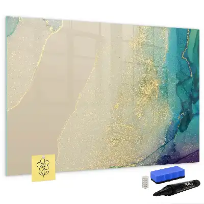 Beschrijfbaar glazen magneetbord met decoratief marmerdesign