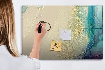 Beschrijfbaar glazen magneetbord met decoratief marmerdesign