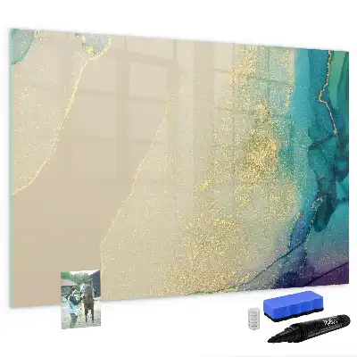 Beschrijfbaar glazen magneetbord met decoratief marmerdesign
