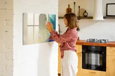 Beschrijfbaar glazen magneetbord met decoratief marmerdesign