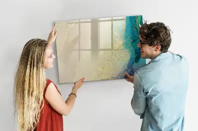 Beschrijfbaar glazen magneetbord met decoratief marmerdesign