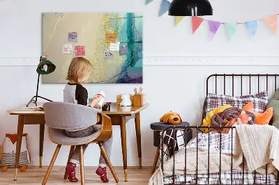 Beschrijfbaar glazen magneetbord met decoratief marmerdesign