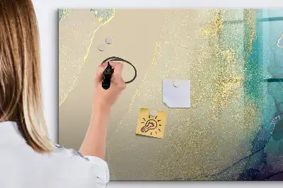 Beschrijfbaar glazen magneetbord met decoratief marmerdesign