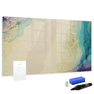 Beschrijfbaar glazen magneetbord met decoratief marmerdesign