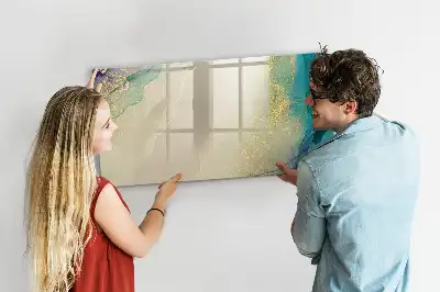 Beschrijfbaar glazen magneetbord met decoratief marmerdesign