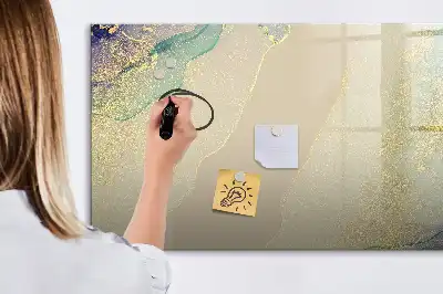 Beschrijfbaar glazen magneetbord met decoratief marmerdesign