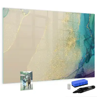Beschrijfbaar glazen magneetbord met decoratief marmerdesign