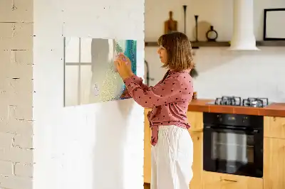 Beschrijfbaar glazen magneetbord met decoratief marmerdesign