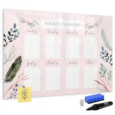 Beschrijfbaar glazen magneetbord charmante weekplanner met design