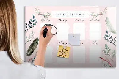 Beschrijfbaar glazen magneetbord charmante weekplanner met design