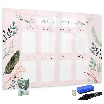 Beschrijfbaar glazen magneetbord charmante weekplanner met design