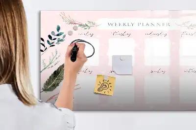 Beschrijfbaar glazen magneetbord charmante weekplanner met design