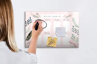 Beschrijfbaar glazen magneetbord charmante weekplanner met design