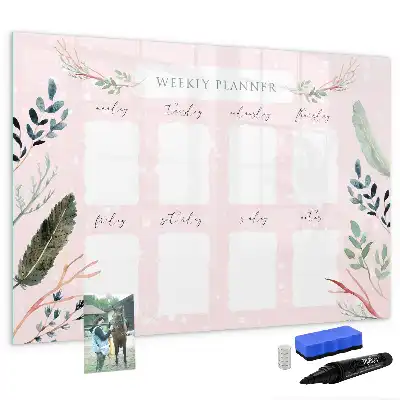 Beschrijfbaar glazen magneetbord charmante weekplanner met design