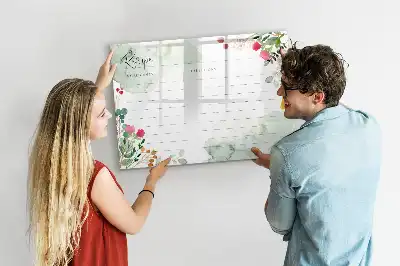 Beschrijfbare glazen magneetbord met design receptenplek