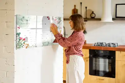 Beschrijfbare glazen magneetbord met design receptenplek
