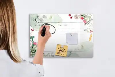 Beschrijfbare glazen magneetbord met design receptenplek