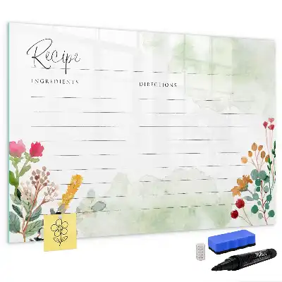 Magnetisch glazen schrijfbord voor notities en foto's receptenplek