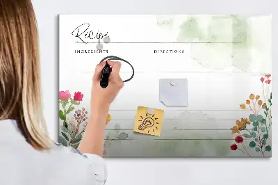 Magnetisch glazen schrijfbord voor notities en foto's receptenplek