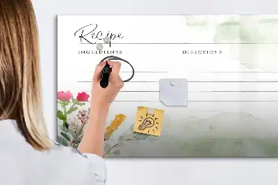 Magnetisch glazen schrijfbord voor notities en foto's receptenplek