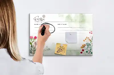 Magnetisch glazen schrijfbord voor notities en foto's receptenplek