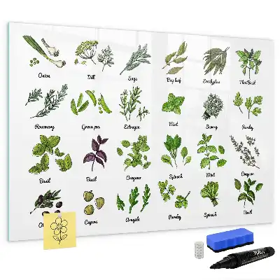 Magnetisch glazen schrijfbord met print van boomsoorten voor notities en foto's