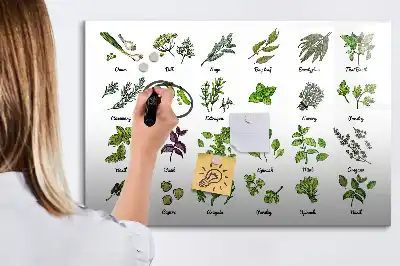 Magnetisch glazen schrijfbord met print van boomsoorten voor notities en foto's