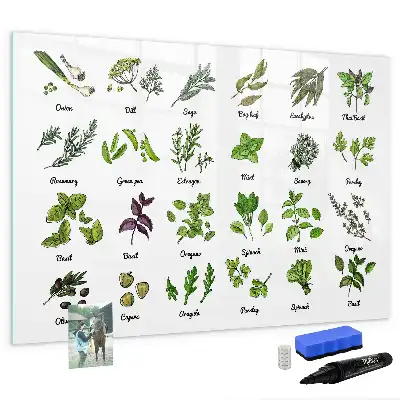 Magnetisch glazen schrijfbord met print van boomsoorten voor notities en foto's