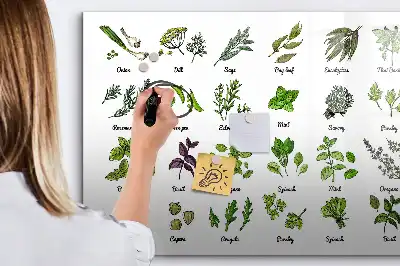 Magnetisch glazen schrijfbord met print van boomsoorten voor notities en foto's