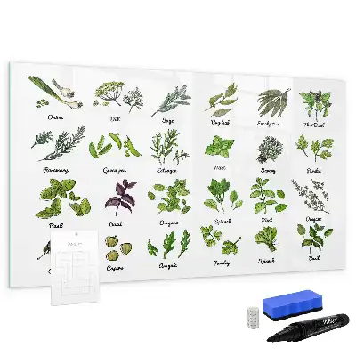Magnetisch glazen schrijfbord met print van boomsoorten voor notities en foto's