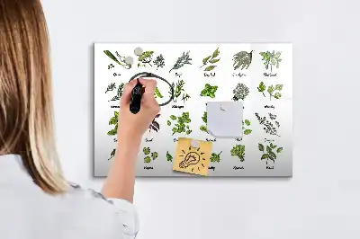 Magnetisch glazen schrijfbord met print van boomsoorten voor notities en foto's