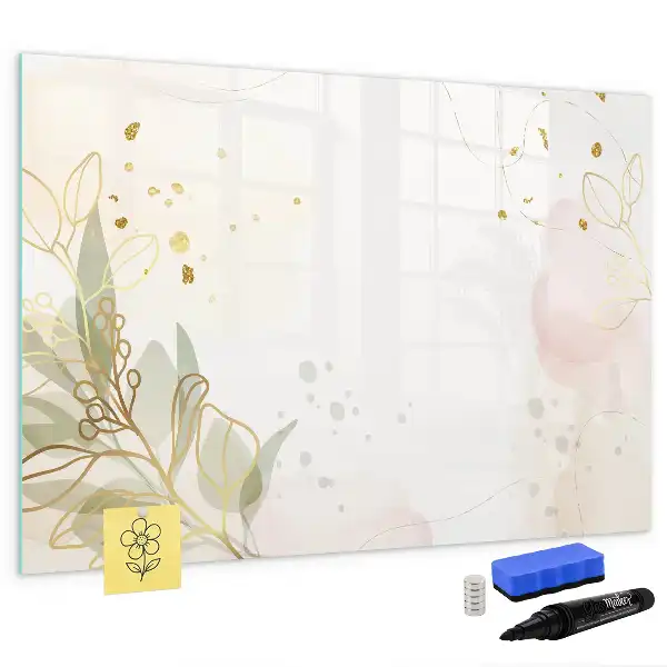 Beschrijfbaar glazen magneetbord met abstract design in pastelkleuren