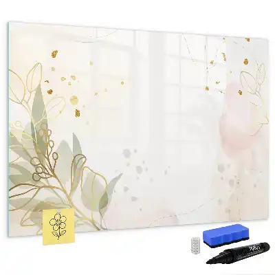 Beschrijfbaar glazen magneetbord met abstract design in pastelkleuren