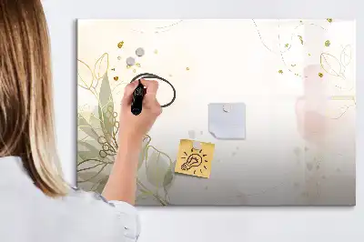 Beschrijfbaar glazen magneetbord met abstract design in pastelkleuren