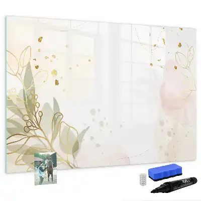 Beschrijfbaar glazen magneetbord met abstract design in pastelkleuren