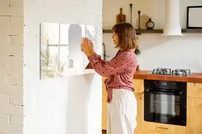 Beschrijfbaar glazen magneetbord met abstract design in pastelkleuren