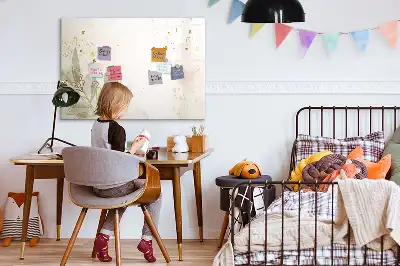 Beschrijfbaar glazen magneetbord met abstract design in pastelkleuren