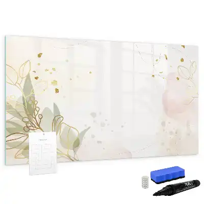 Beschrijfbaar glazen magneetbord met abstract design in pastelkleuren