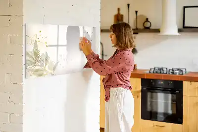 Beschrijfbaar glazen magneetbord met abstract design in pastelkleuren
