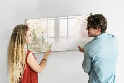 Beschrijfbaar glazen magneetbord met abstract design in pastelkleuren