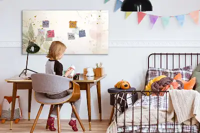 Beschrijfbaar glazen magneetbord met abstract design in pastelkleuren