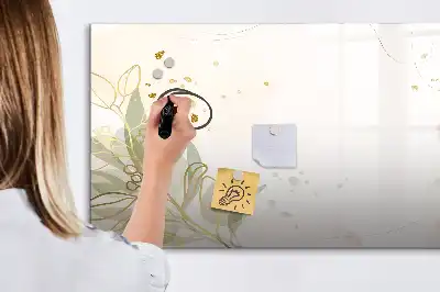 Beschrijfbaar glazen magneetbord met abstract design in pastelkleuren