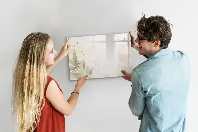 Beschrijfbaar glazen magneetbord met abstract design in pastelkleuren