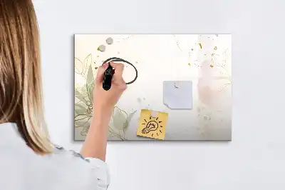 Beschrijfbaar glazen magneetbord met abstract design in pastelkleuren