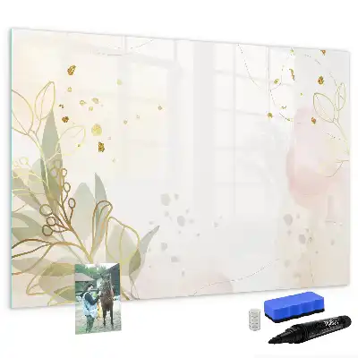 Beschrijfbaar glazen magneetbord met abstract design in pastelkleuren