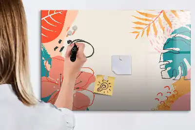Magnetisch glazen memobord ontwerp met Hawaïaanse planten