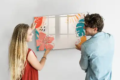 Magnetisch glazen memobord ontwerp met Hawaïaanse planten
