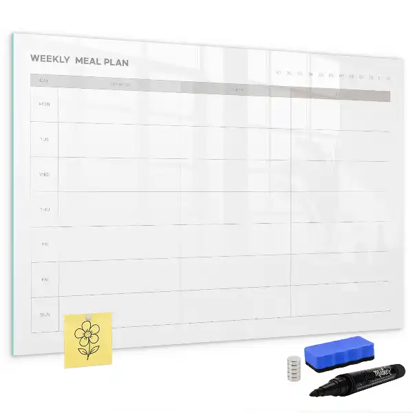 Magnetisch glazen schrijfbord voor notities en foto's eenvoudig menu
