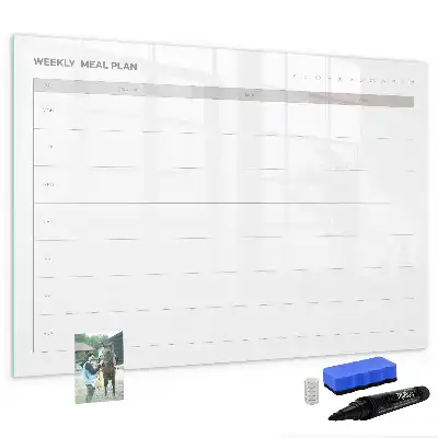 Magnetisch glazen schrijfbord voor notities en foto's eenvoudig menu
